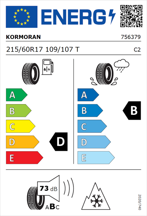 Tyre Label for Kormoran All Season Van 215/60R17 109/107T